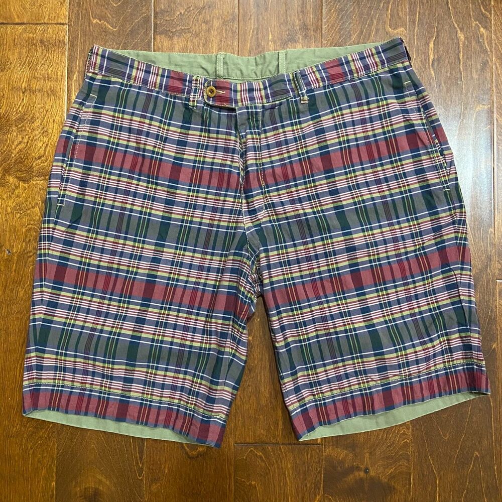 Polo Ralph Lauren Vintage Madras Reversible Shorts Plaid Tan Men's Size 34 - Picture 3 of 9